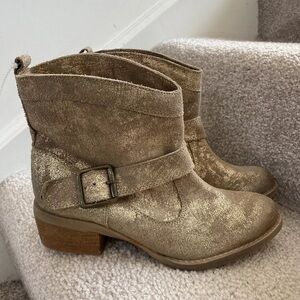 Naughty Monkey Gold Flake Leather Side Buckle Fashion Ankle Boots 8.5